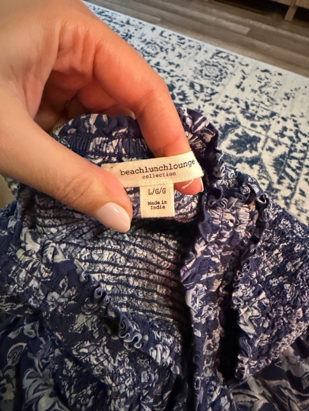 beachlunchlounge Navy Blue Floral Smocked Sundress for Girls - Picture 3 of 4